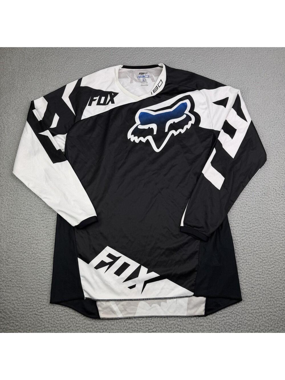 Fox 180 Blue White Black Long Sleeve Motocross Jersey Men's Large